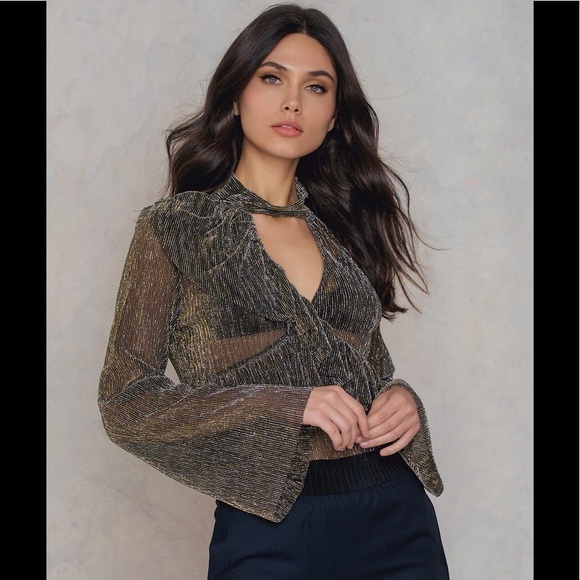 Dance & Marvel Shimmery Bell Sleeve Top - Picture 1 of 5
